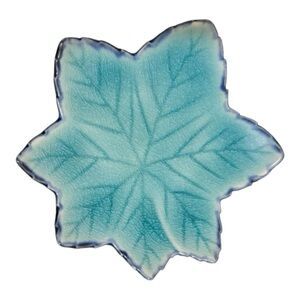 Leaf-Shaped Mini Ceramic Plate Blue